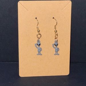 Alien Earrings - Grey Alien Earrings - Space Earrings - Mars - Dangle Earrings